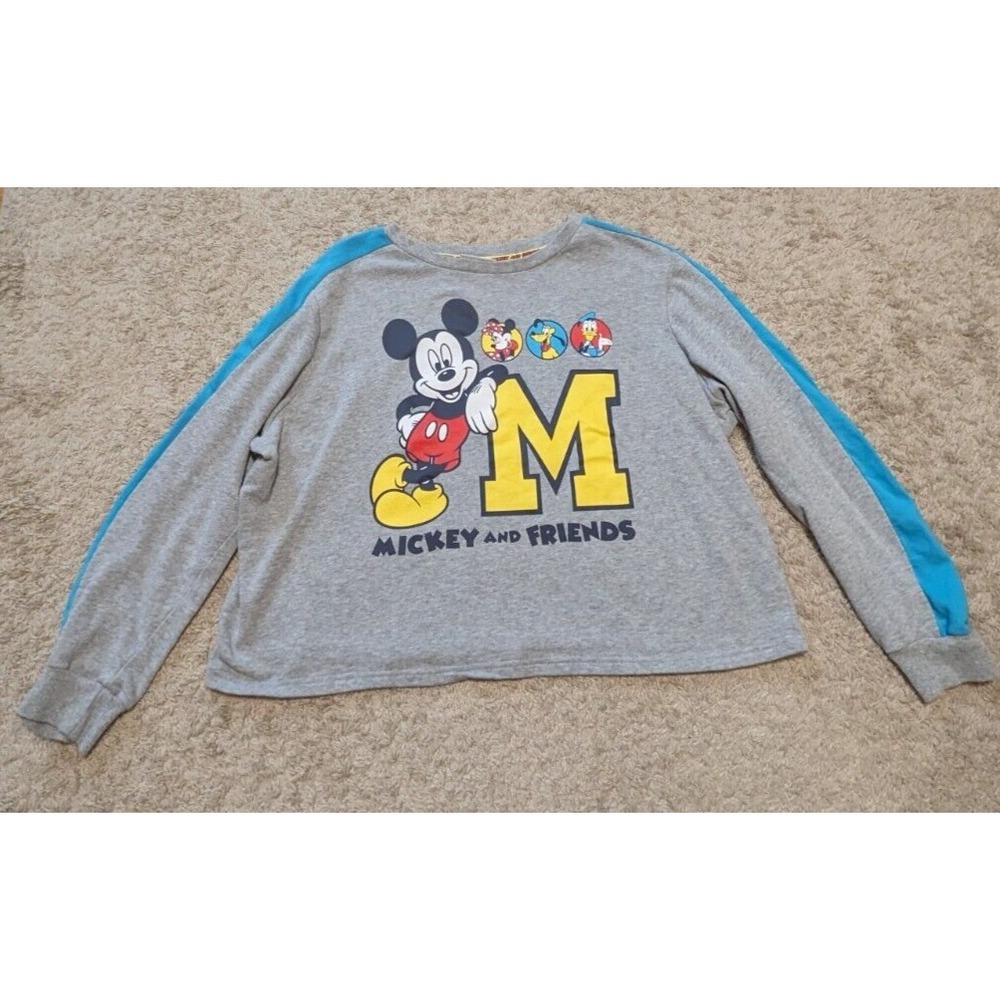Disney Parks Mickey & Friends Gray Cropped Sweatshirt Women‎ Sz XXL Donald Pluto